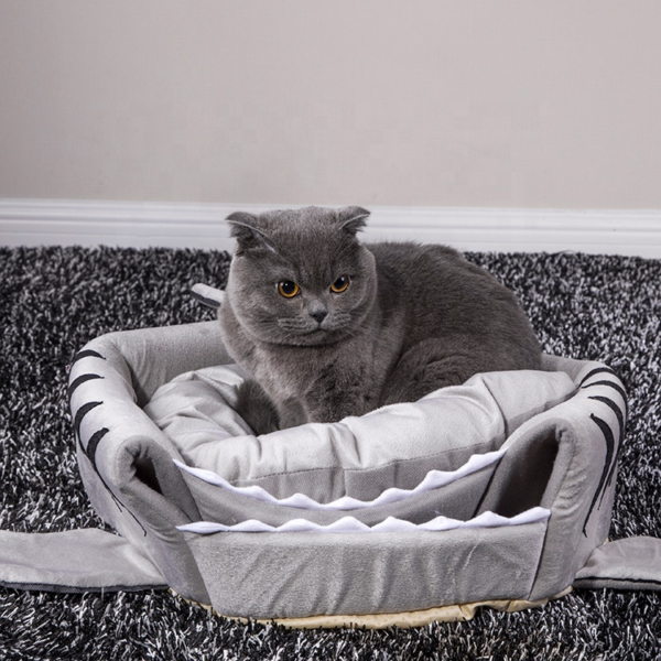 Shark shape Cat Bed With Removable Cushion (3)