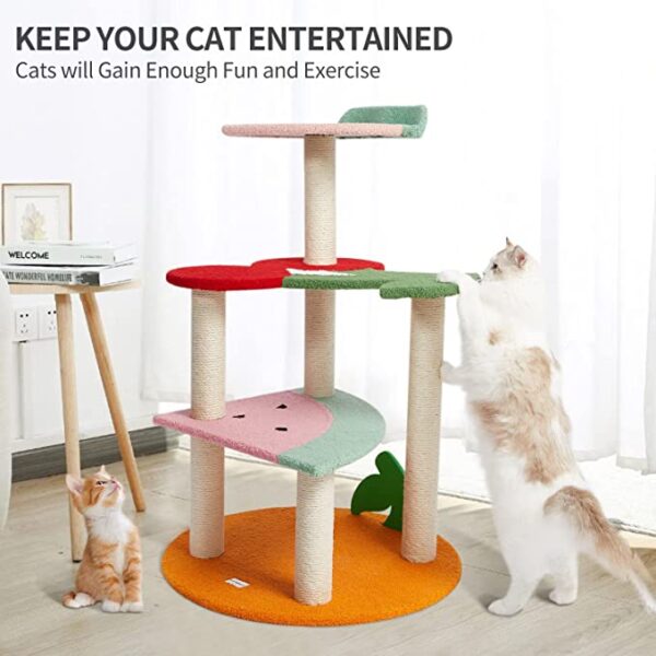 SE PCT161 Multi Level Cat Tree Cat Tower With Fruit Shaped (4)