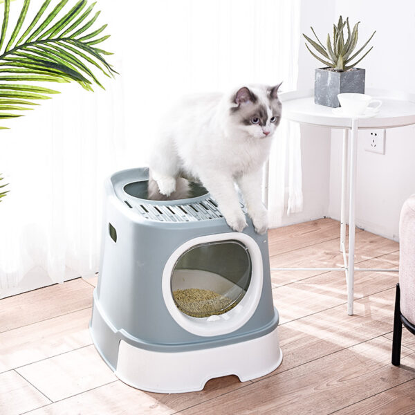 SE-PG129 Large Hooded Cat Litter Box with Scoop 4